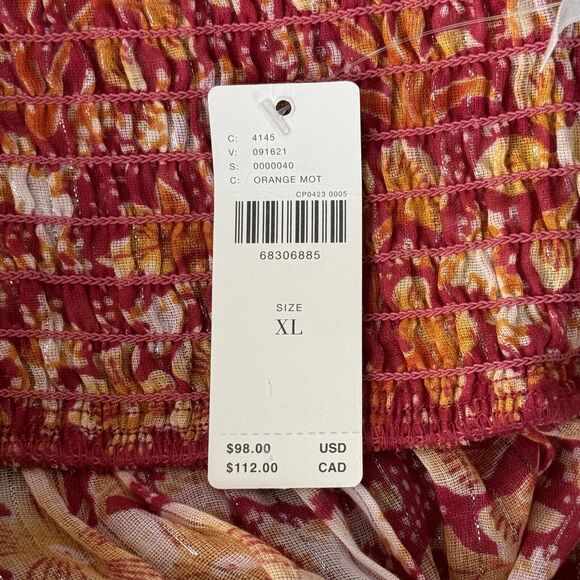 Anthropologoie Jumpsuit Women 1X Orange Harem Tropical Floral Birds Beach Cruise - Picture 6 of 6